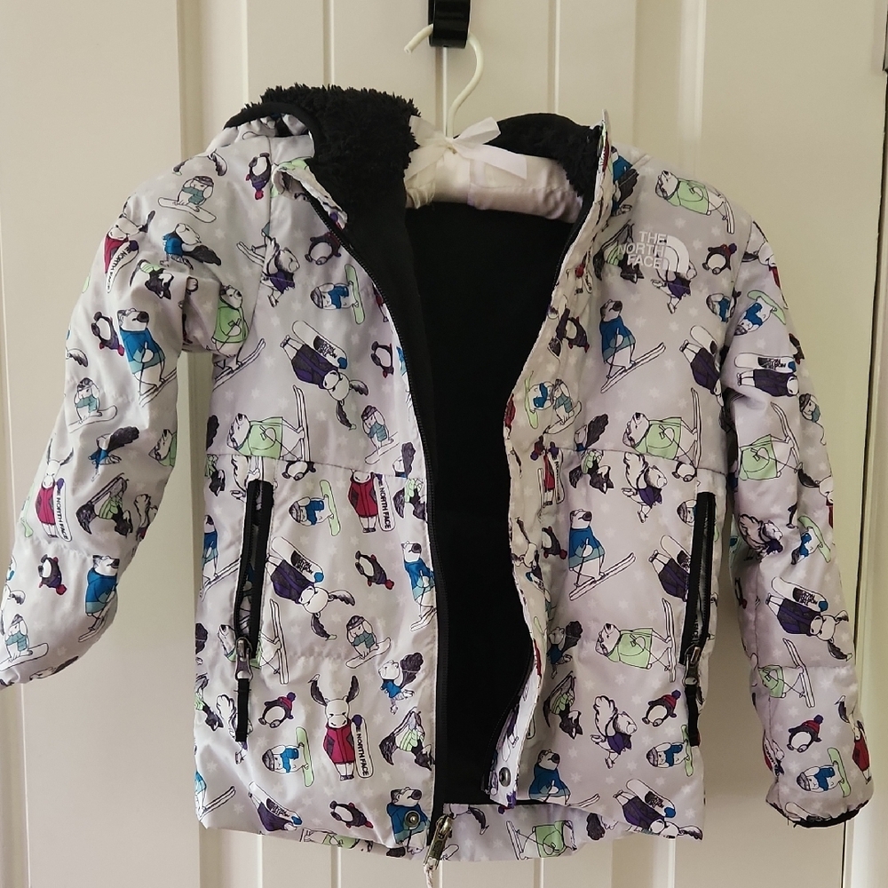 The North Face White and Black Puffer Jacket with Hood